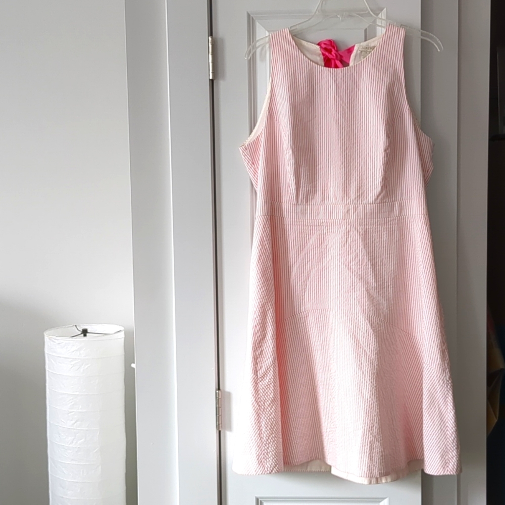 J. Crew Pink and White Sleeveless Mini Dress